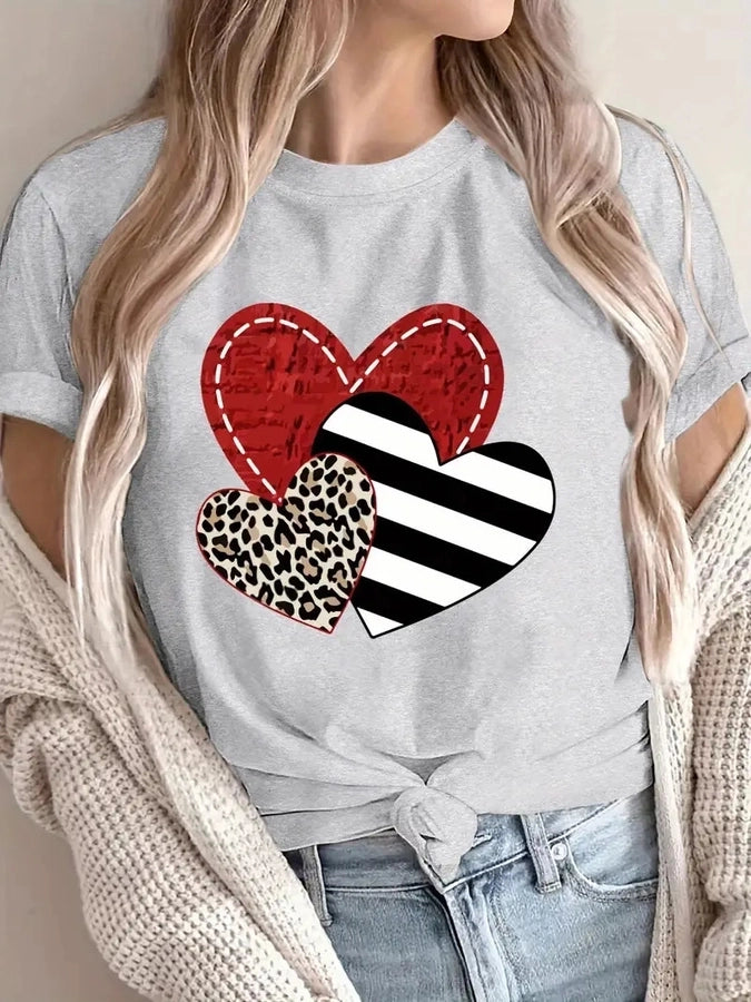 Women's T-shirt Short Sleeve T-Shirts Vacation Simple Style Heart Shape