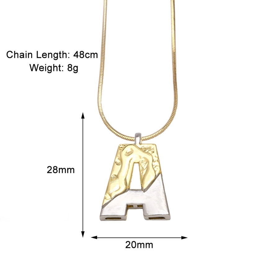 Copper 18K Gold Plated Plating Letter Pendant Necklace