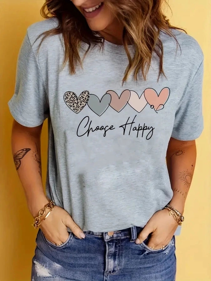 Women's T-shirt Short Sleeve T-Shirts Vacation Simple Style Heart Shape