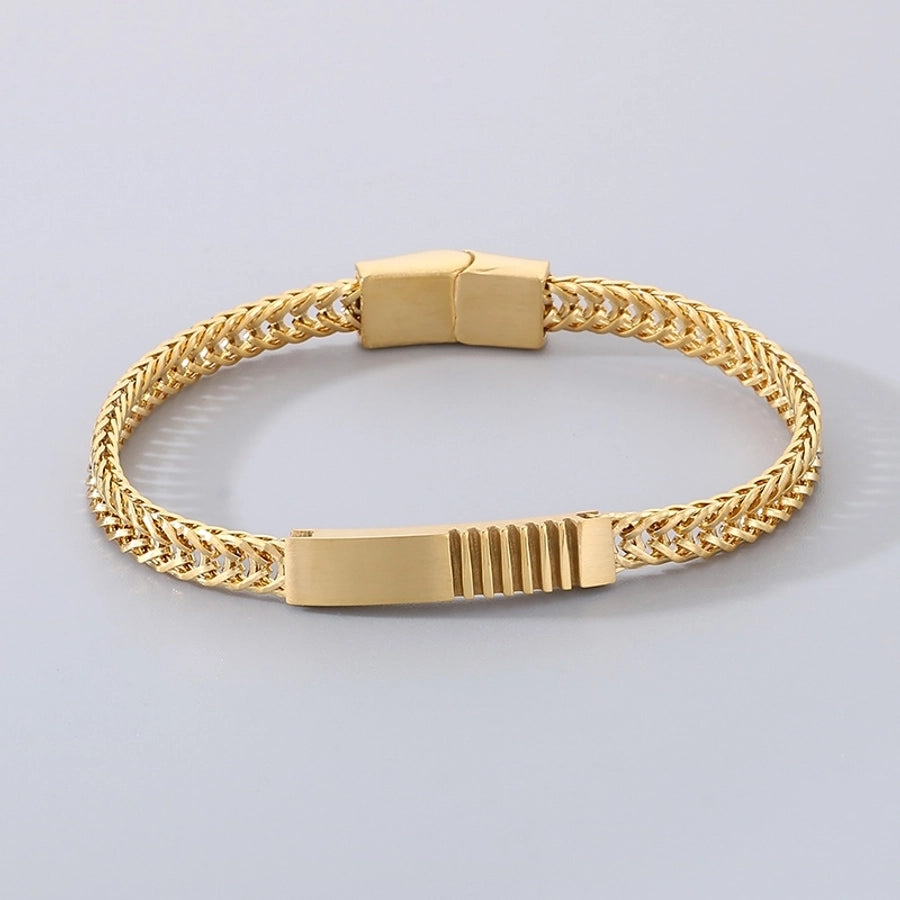 Simple Style Geometric 304 Stainless Steel 18K Gold Plated Cuban Link Chain Curb Chain cable chain Bracelets In Bulk