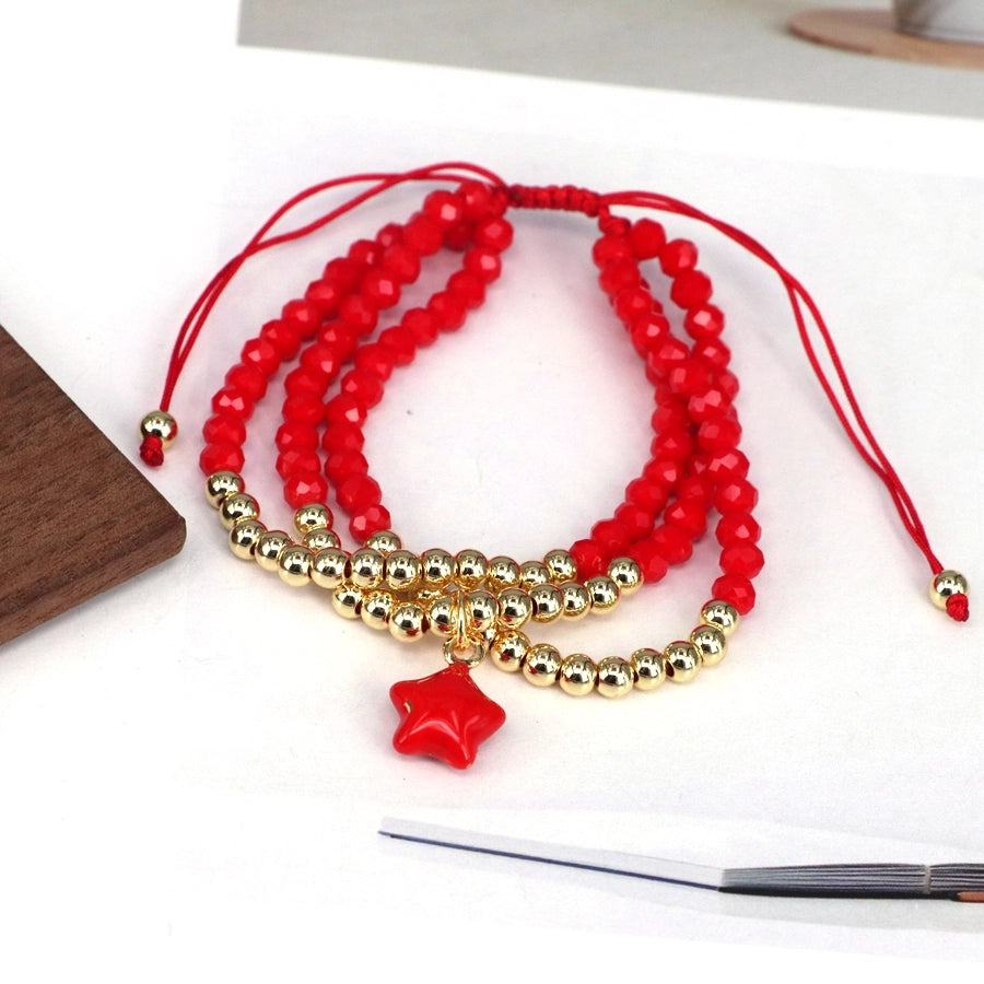 Jewelry Elegant Cute Sweet Star Cherry Heart Shape Artificial Crystal Copper Bracelets