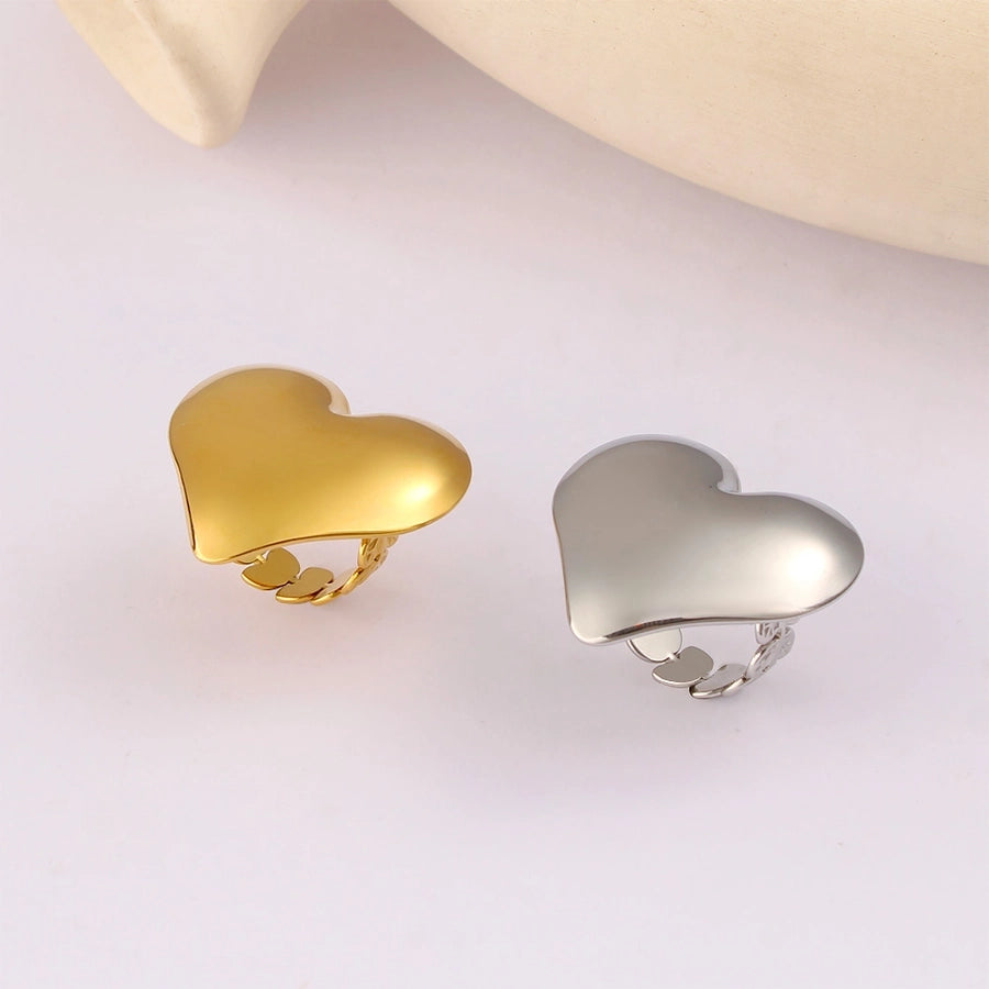 Jewelry Vacation Simple Style Commute Heart Shape 304 Stainless Steel 18K Gold Plated Open Rings