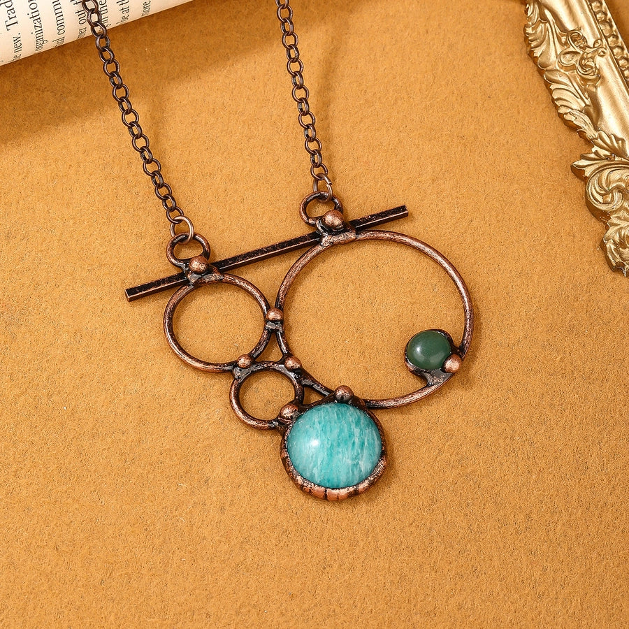 Amazonite Copper Irregular Natural Stone Pendant Necklace