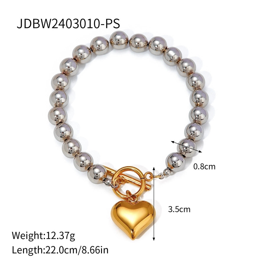 Streetwear Geometric 304 Stainless Steel 18K Gold Plated ball chain Bracelets In Bulk