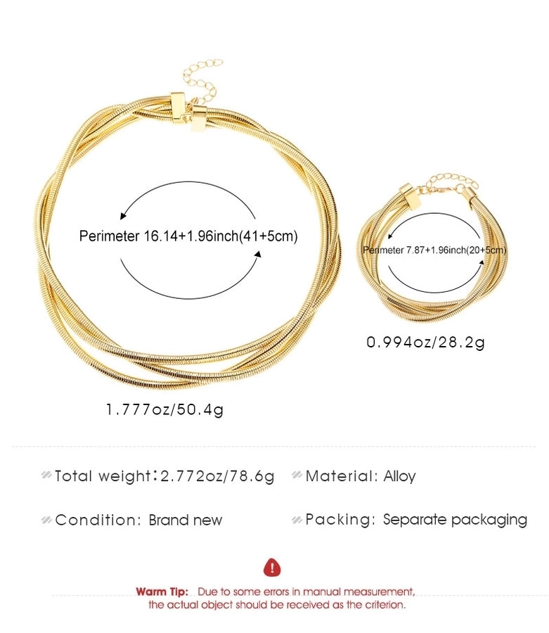 IG Style Hip-Hop Solid Color Alloy Layered Plating K Gold Plated White Gold Plated Women's Bracelets Necklace