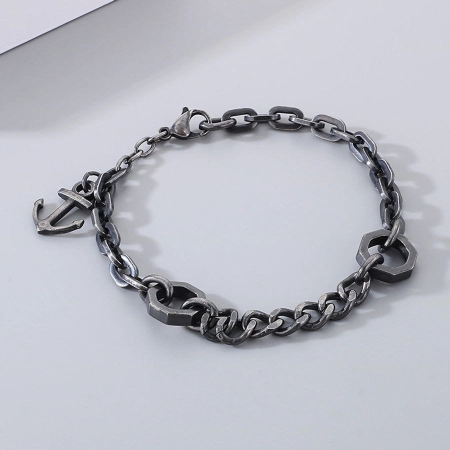 Simple Style Anchor 304 Stainless Steel cable chain Bracelets In Bulk