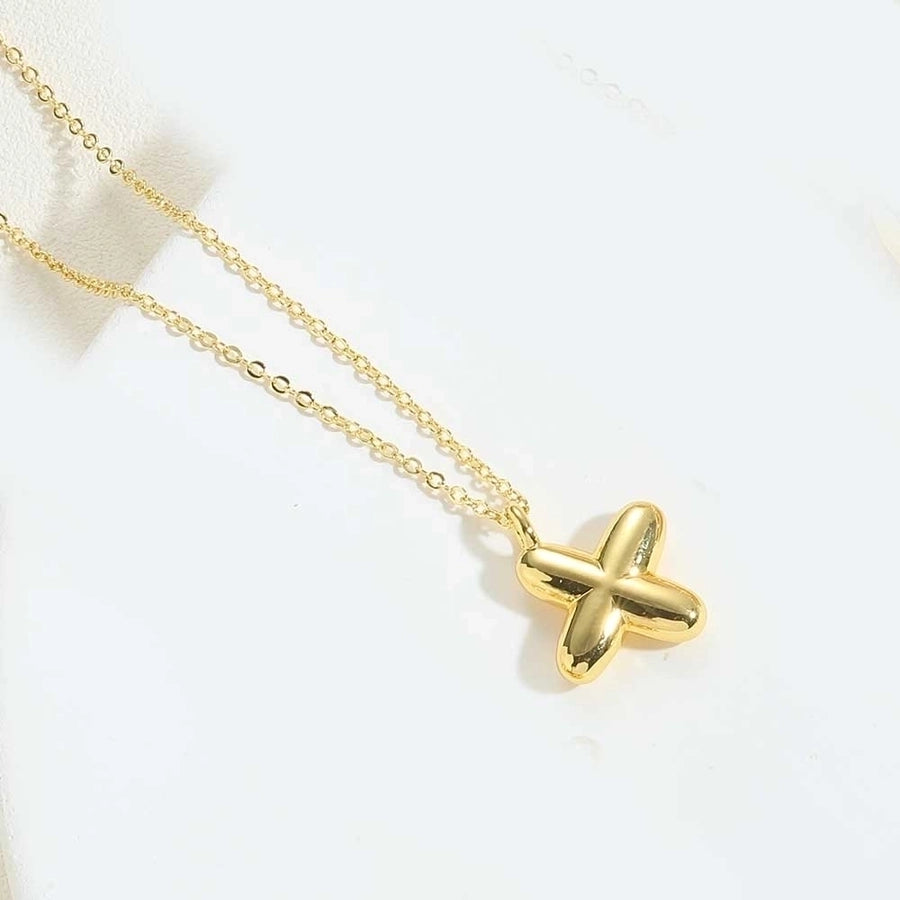 Copper 14K Gold Plated Simple Style letter Pendant Necklace