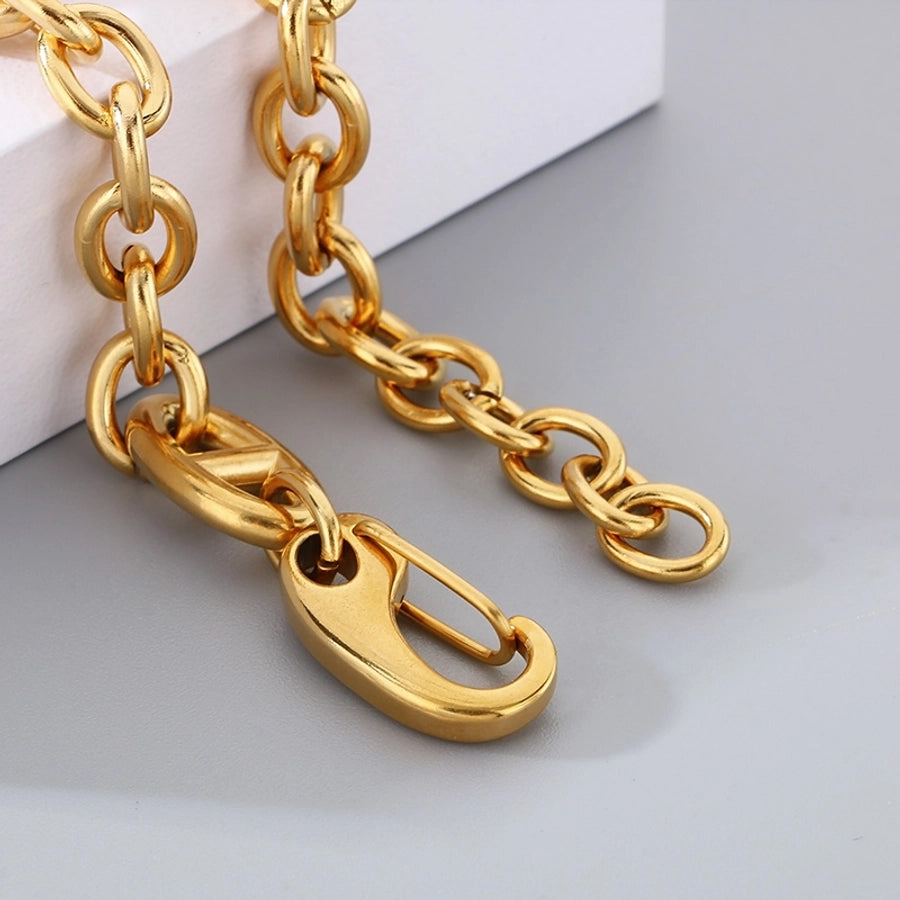 Simple Style Geometric 304 Stainless Steel 18K Gold Plated cable chain Bracelets In Bulk