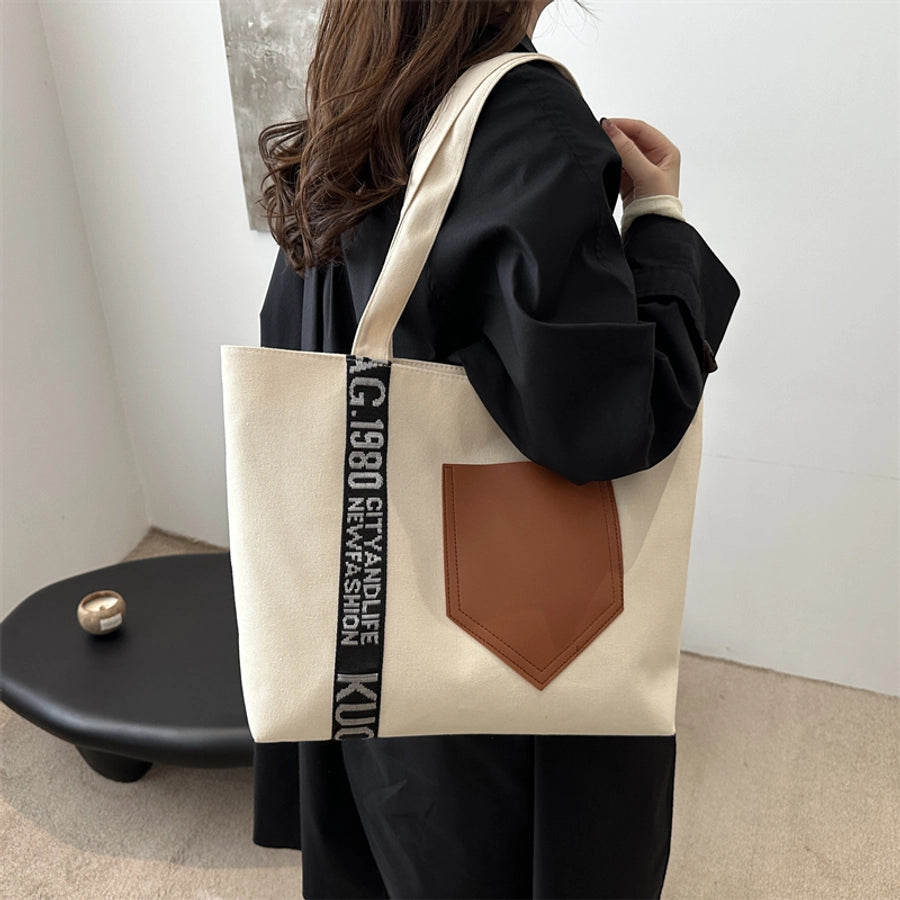 Women's Canvas Letter Streetwear Square Zipper Shoulder Bag