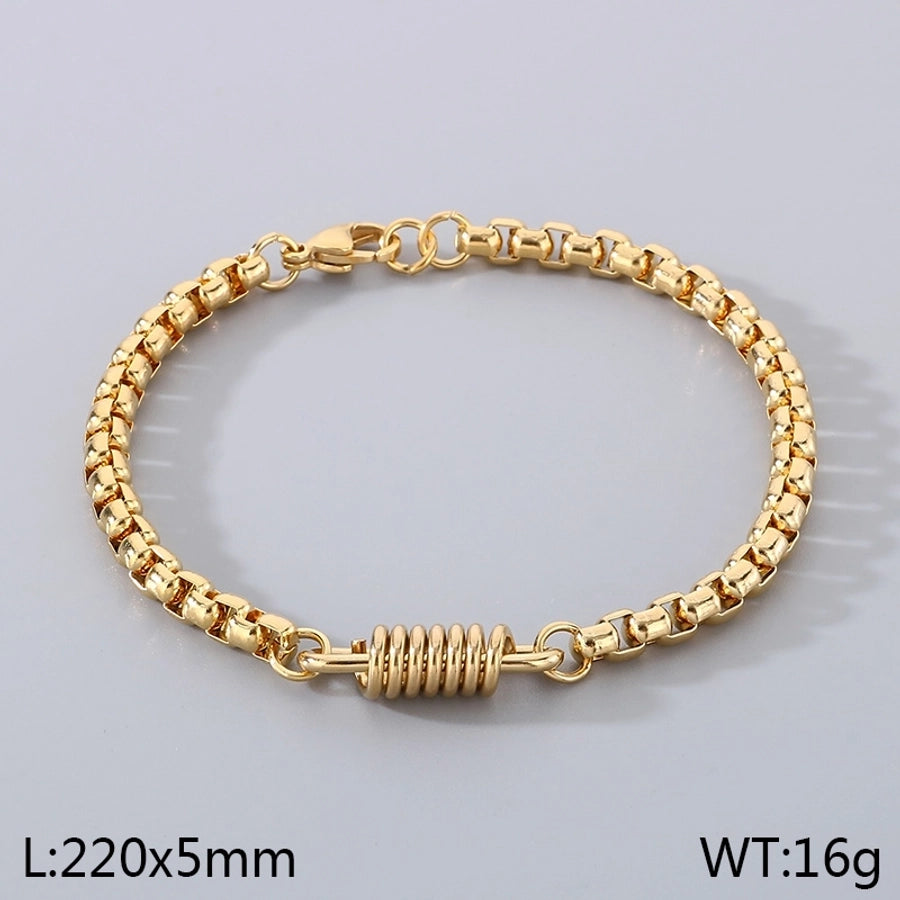 Simple Style Solid Color 304 Stainless Steel 18K Gold Plated cable chain Bracelets In Bulk