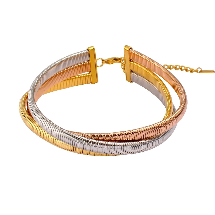 Jewelry Simple Style Oversized Commute Stripe 304 Stainless Steel 18K Gold Plated Choker