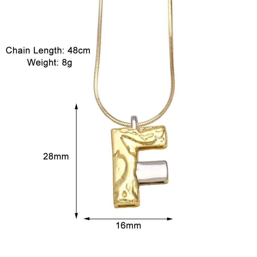 Copper 18K Gold Plated Plating Letter Pendant Necklace