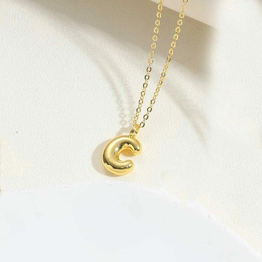 Copper 14K Gold Plated Simple Style letter Pendant Necklace