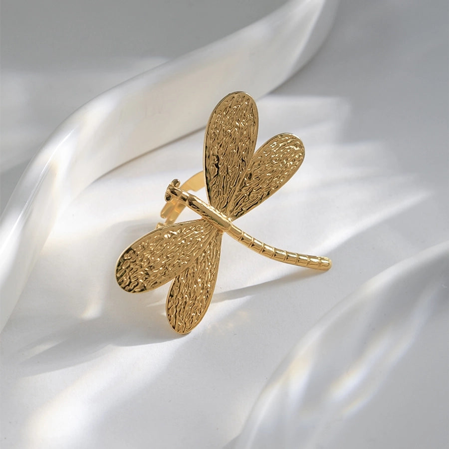 Jewelry Vacation Simple Style Dragonfly 304 Stainless Steel 14K Gold Plated Open Rings