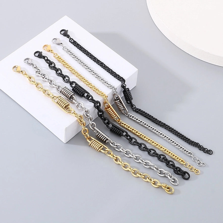 Simple Style Solid Color 304 Stainless Steel 18K Gold Plated cable chain Bracelets In Bulk