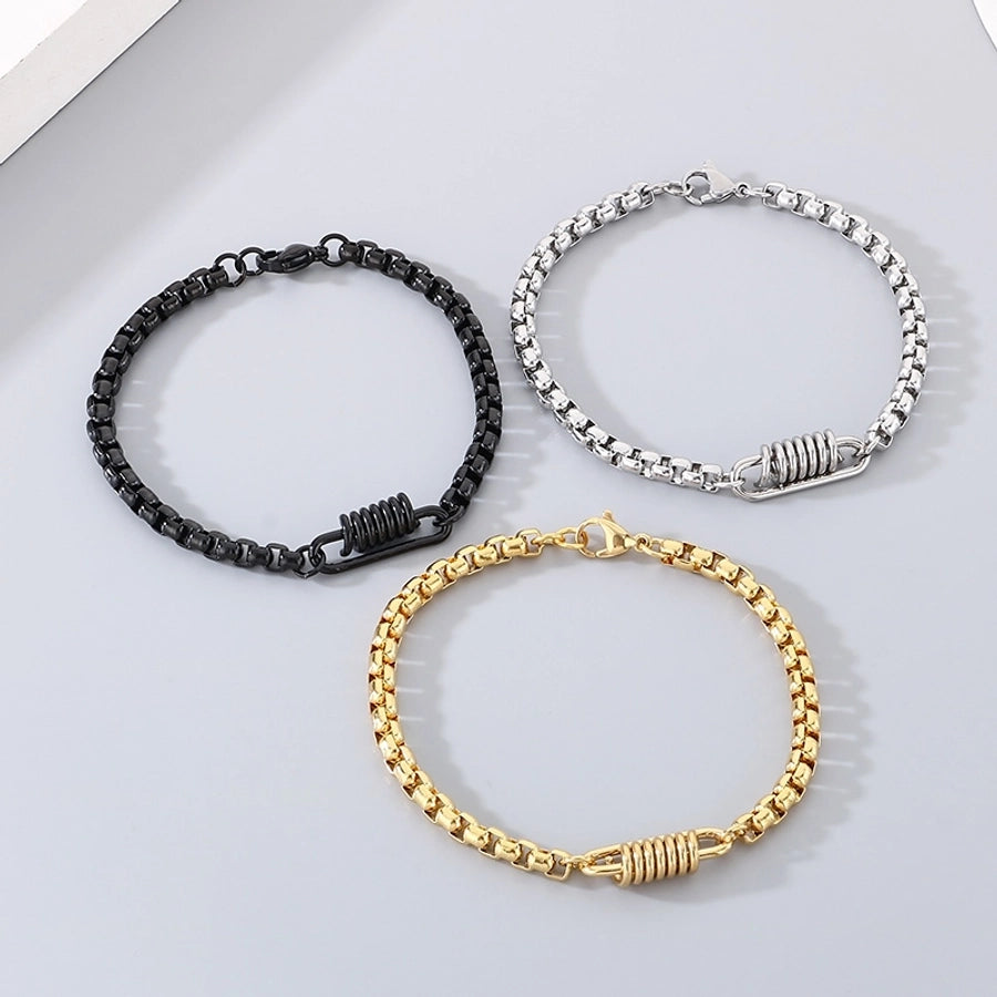 Simple Style Solid Color 304 Stainless Steel 18K Gold Plated cable chain Bracelets In Bulk