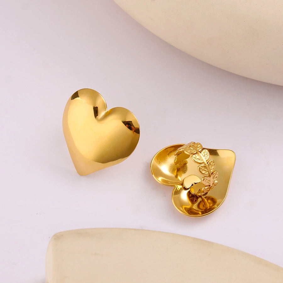 Jewelry Vacation Simple Style Commute Heart Shape 304 Stainless Steel 18K Gold Plated Open Rings