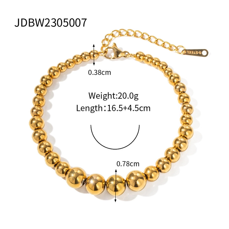 Streetwear Geometric 304 Stainless Steel 18K Gold Plated ball chain Bracelets In Bulk