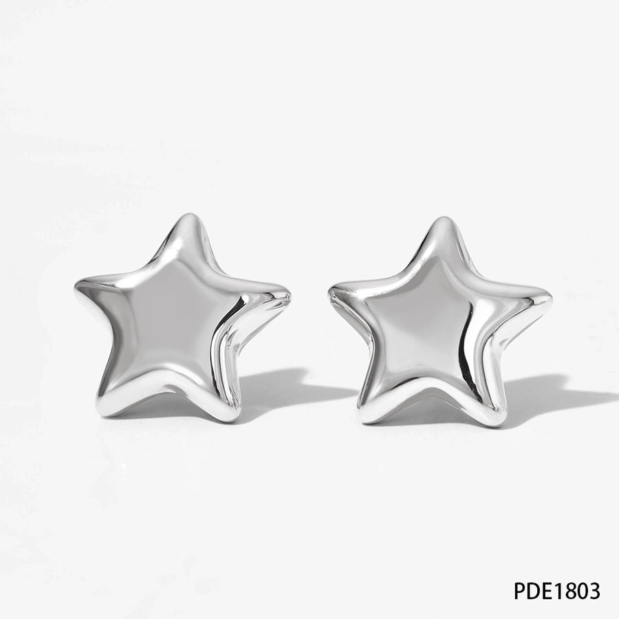 304 Stainless Steel 16K Gold Plated White Gold Plated Gold Plated Simple Style Classic Style Polishing Plating Star Earrings Necklace