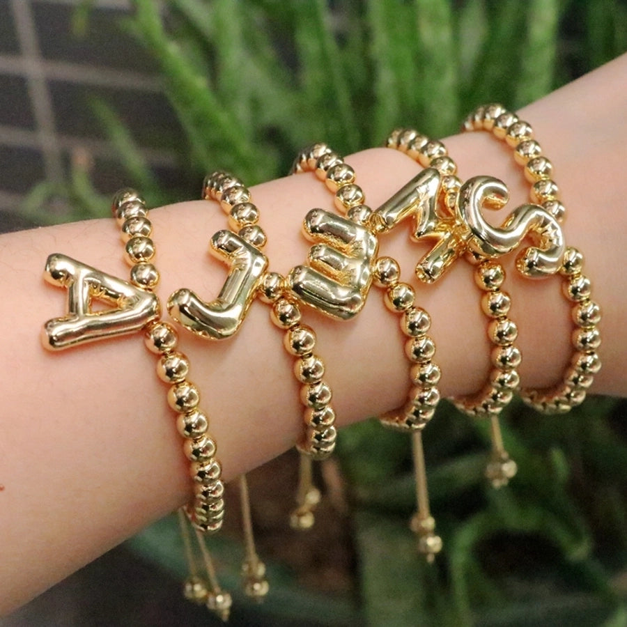 Copper Gold Plated Vintage Style Simple Style Letter Bracelets