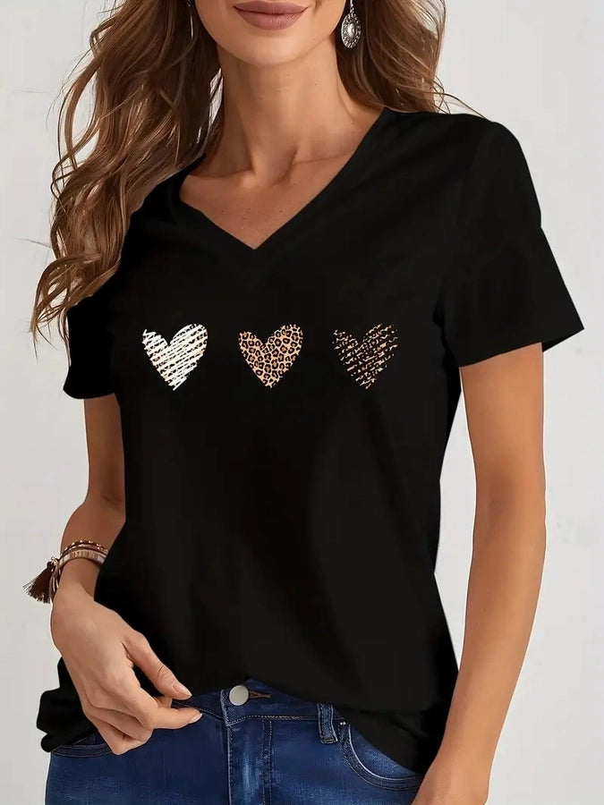 Women's T-shirt Short Sleeve T-Shirts Vacation Simple Style Heart Shape