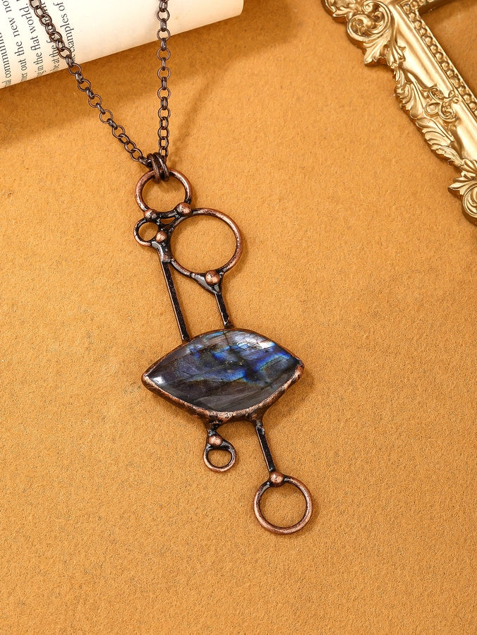 Labradorite Copper Irregular Labradorite Pendant Necklace