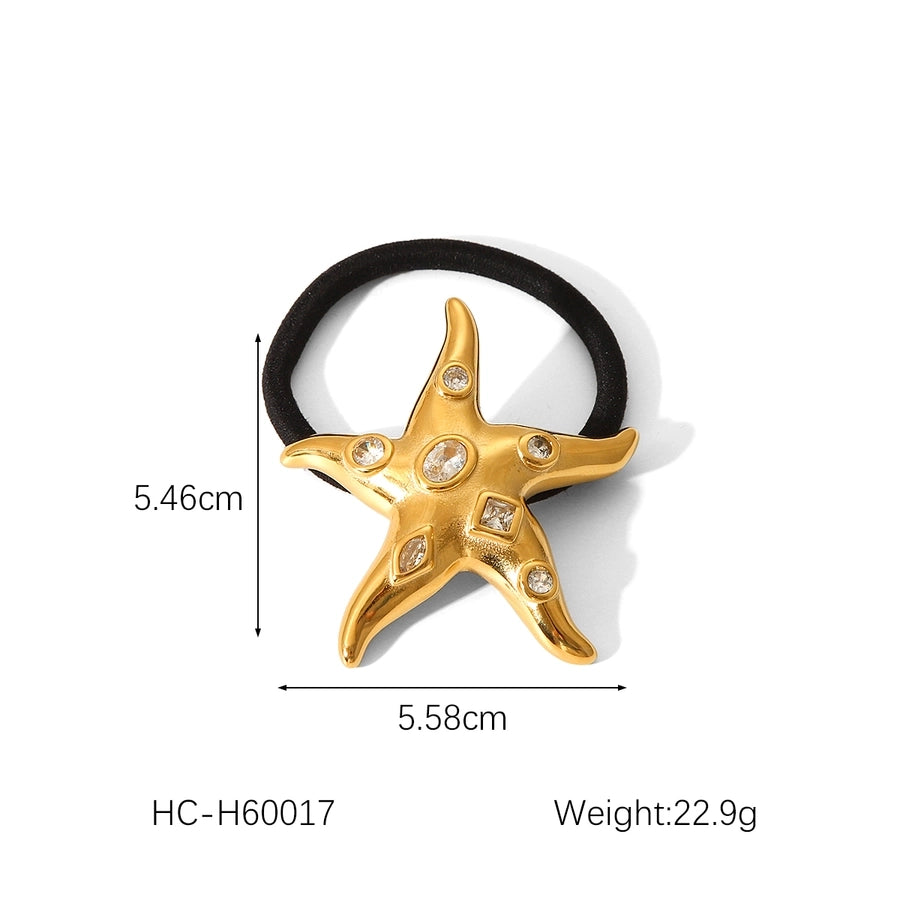 IG Style Marine Style Classic Style Women's Starfish Shell 304 Stainless Steel Titanium Steel Rhinestones Hair Tie