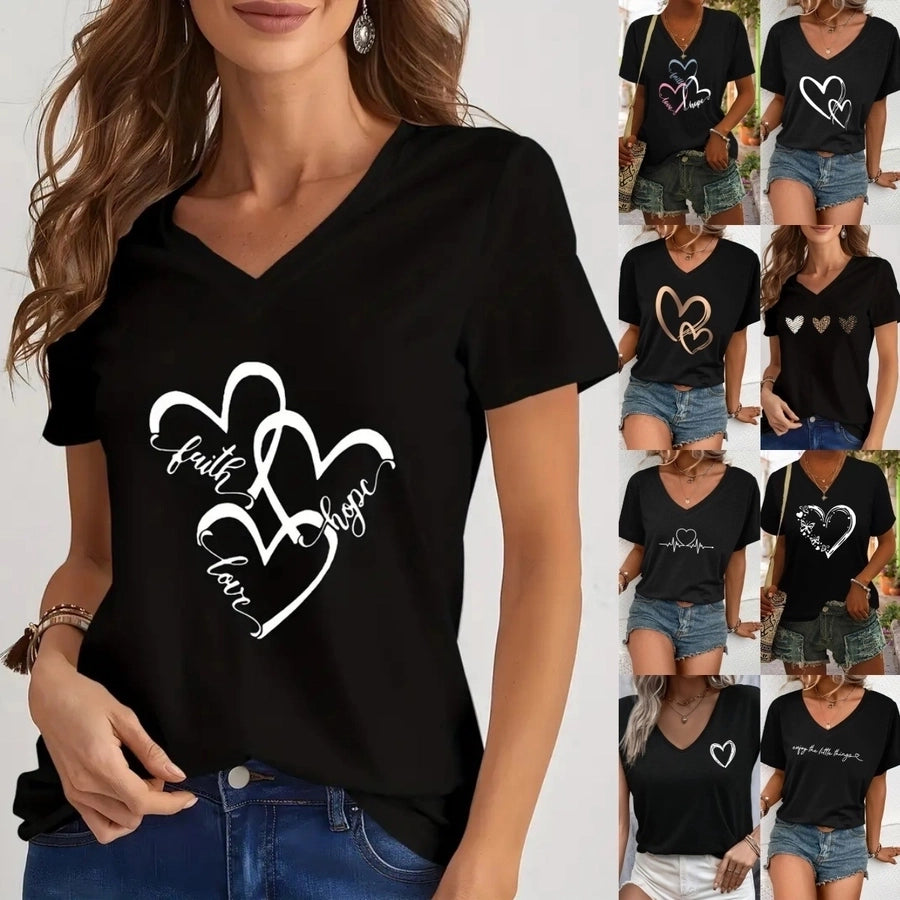 Women's T-shirt Short Sleeve T-Shirts Vacation Simple Style Heart Shape