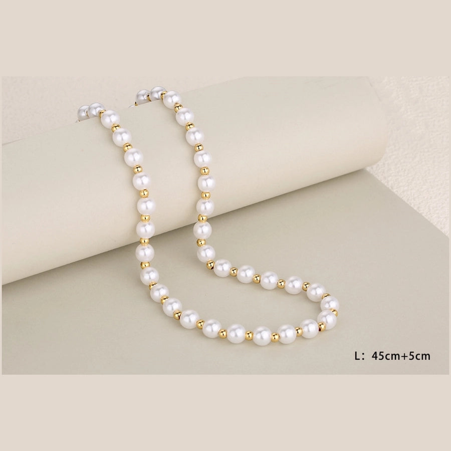 Jewelry Elegant Round 304 Stainless Steel Pearl Inlay Jewelry Set