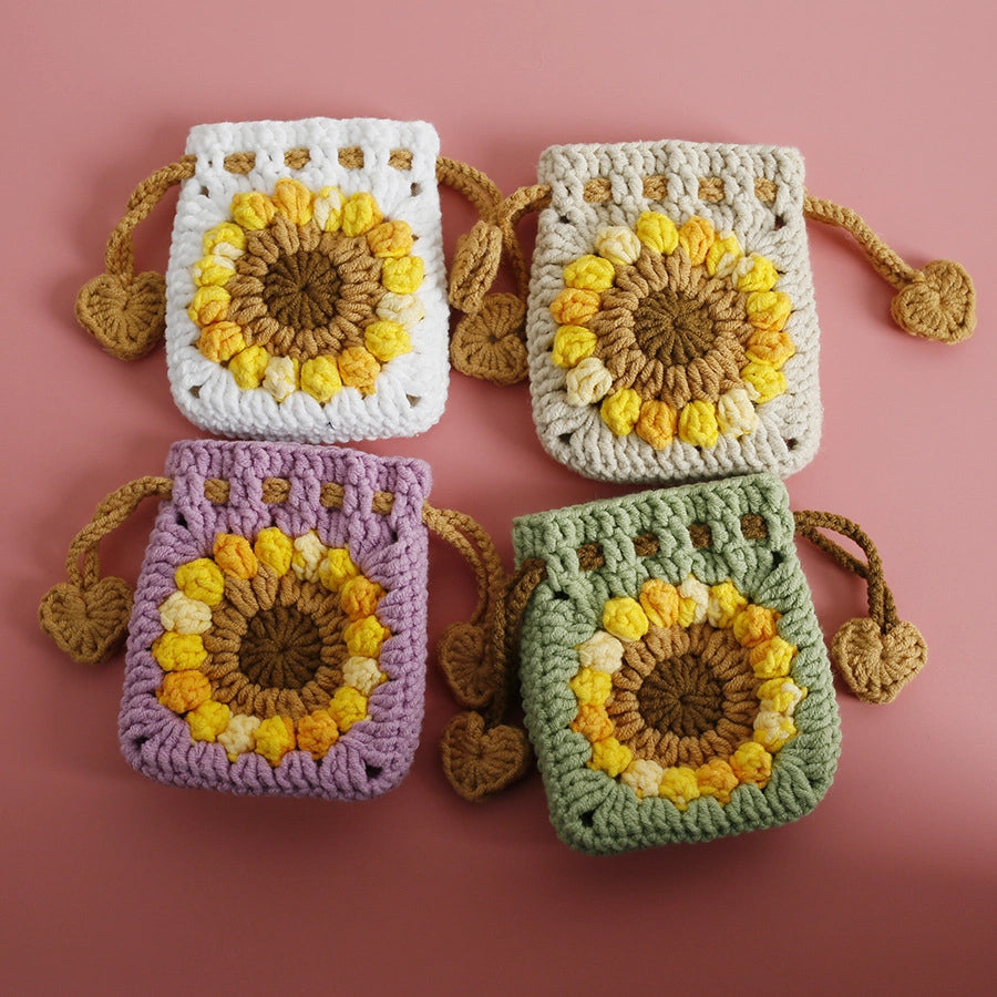 Women's Flower yarn Lace-Up Coin Purses