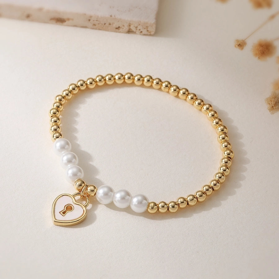 Jewelry Simple Style Commute Dragonfly Butterfly Imitation Pearl Copper Bracelets