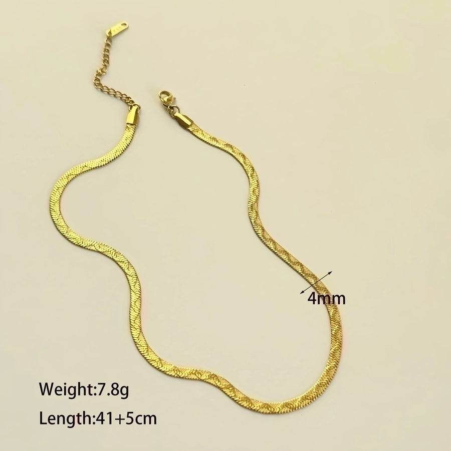 Jewelry Classic Style Streetwear Solid Color 304 Stainless Steel 18K Gold Plated Plating Necklace