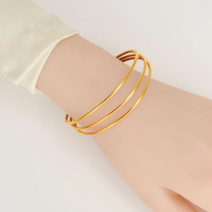 IG Style Solid Color 304 Stainless Steel 18K Gold Plated Bangle In Bulk Stainless Steel Bracelets