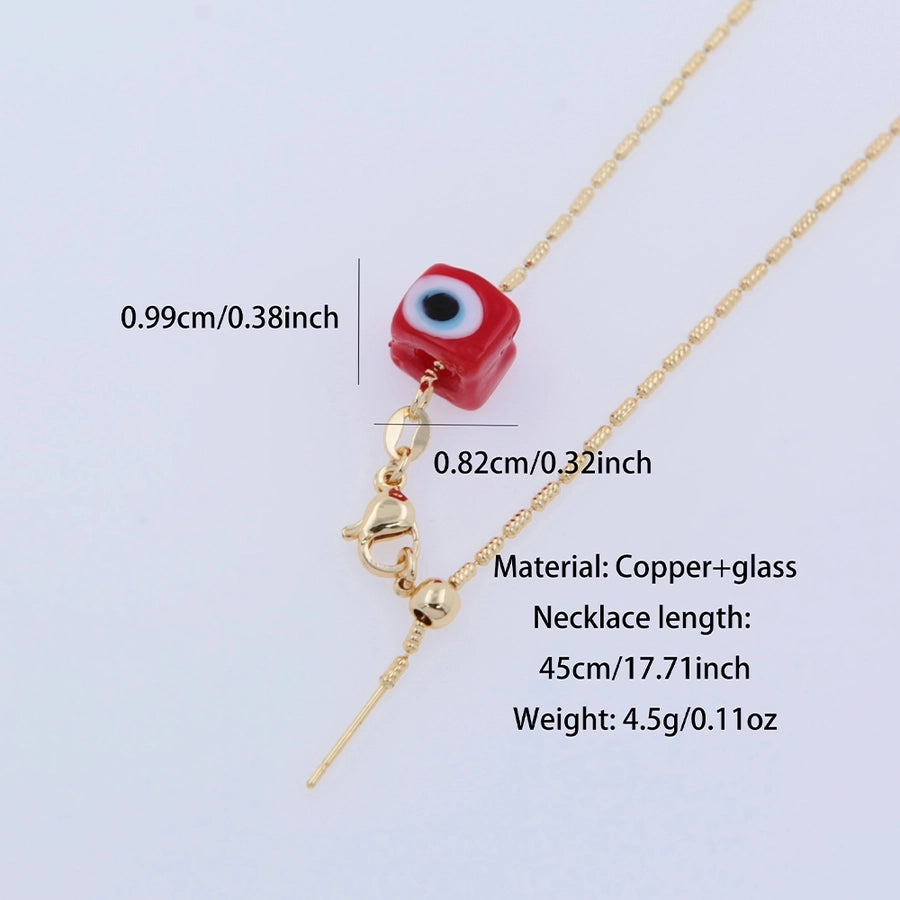 Y2K Simple Style Classic Style Eye chili 18K Gold Plated Zircon Arylic Copper  Necklace