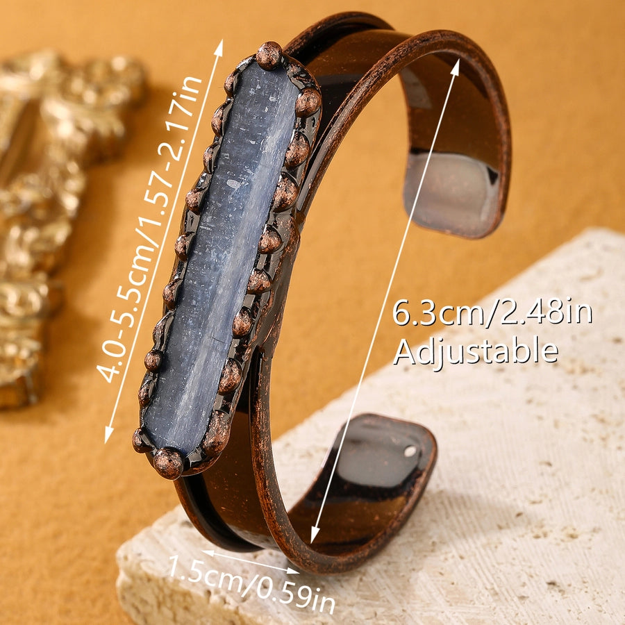 Retro Baroque Style Geometric Natural Stone natural stone Blue crystal  Bangle