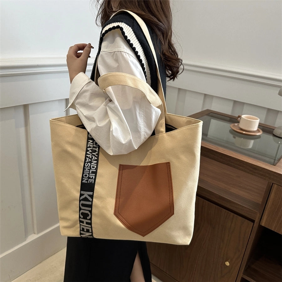 Women's Canvas Letter Streetwear Square Zipper Shoulder Bag