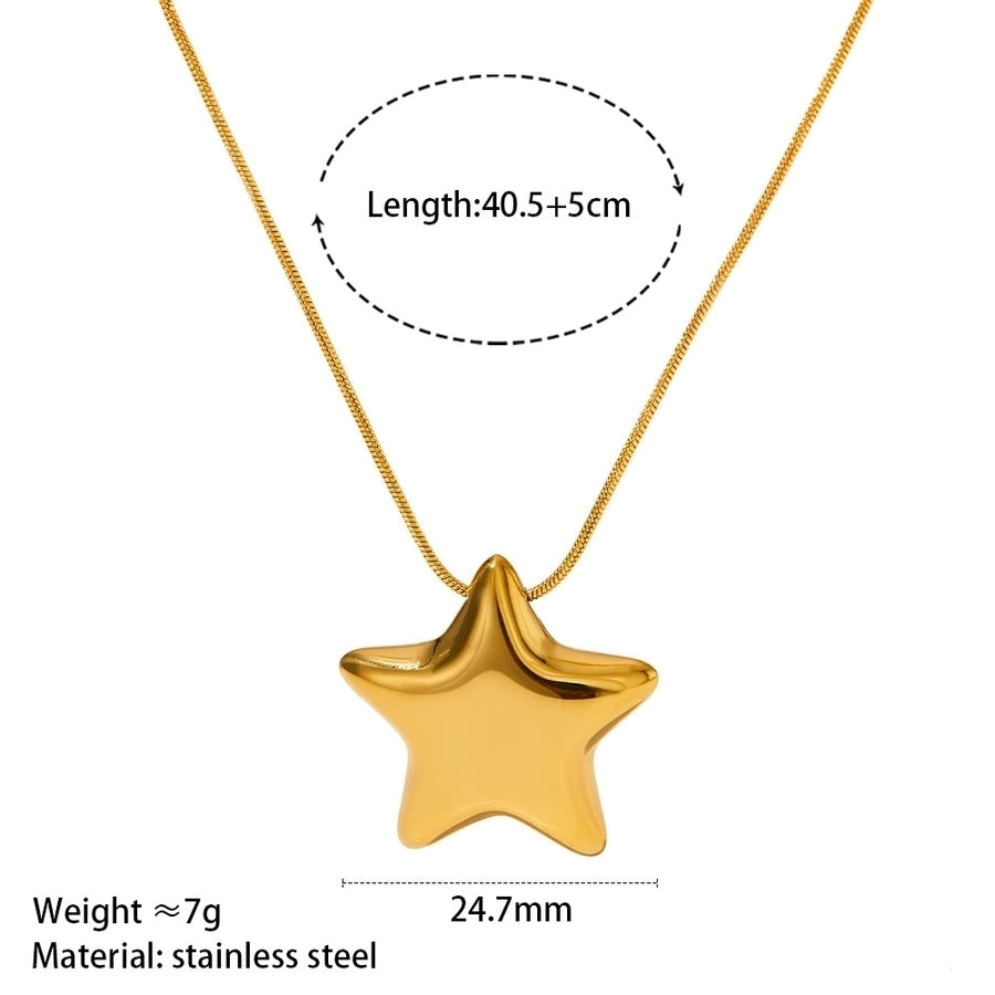 304 Stainless Steel 16K Gold Plated White Gold Plated Gold Plated Simple Style Classic Style Polishing Plating Star Earrings Necklace