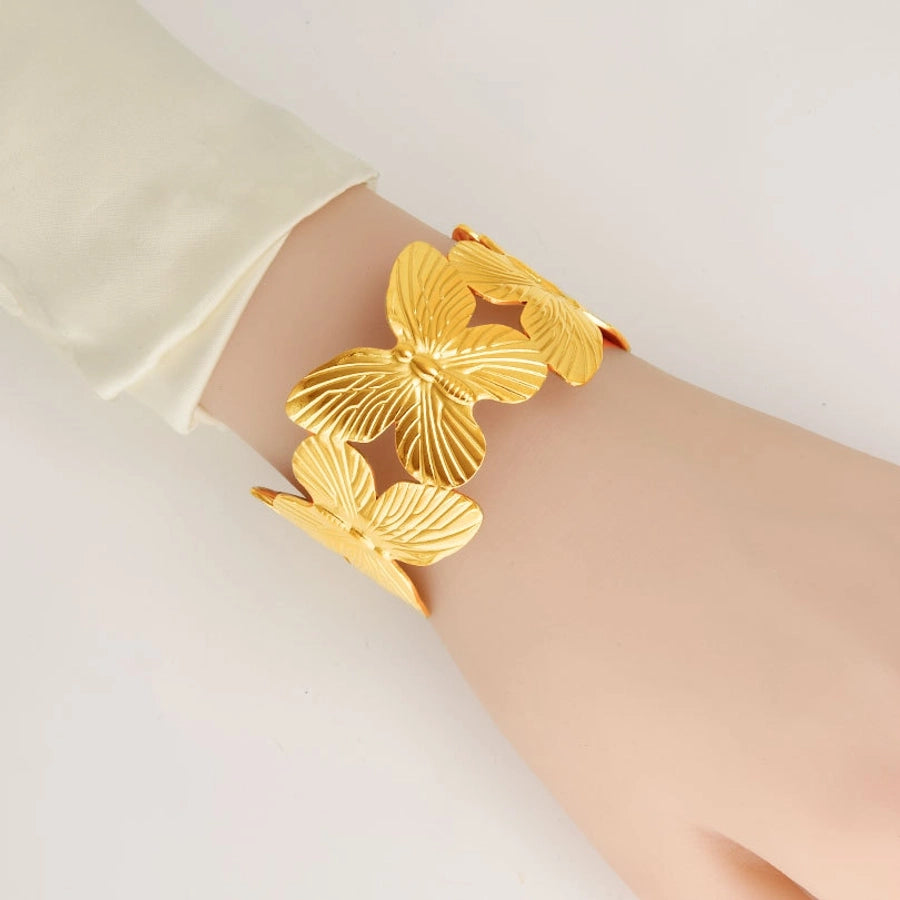 IG Style Solid Color Butterfly 304 Stainless Steel 18K Gold Plated Bangle In Bulk Stainless Steel Bracelets