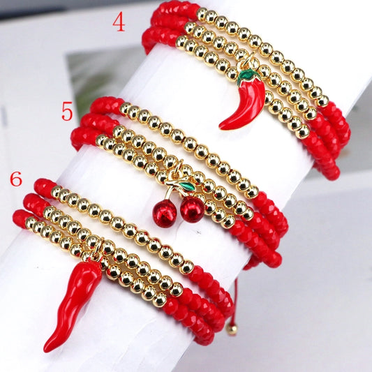 Jewelry Elegant Cute Sweet Star Cherry Heart Shape Artificial Crystal Copper Bracelets