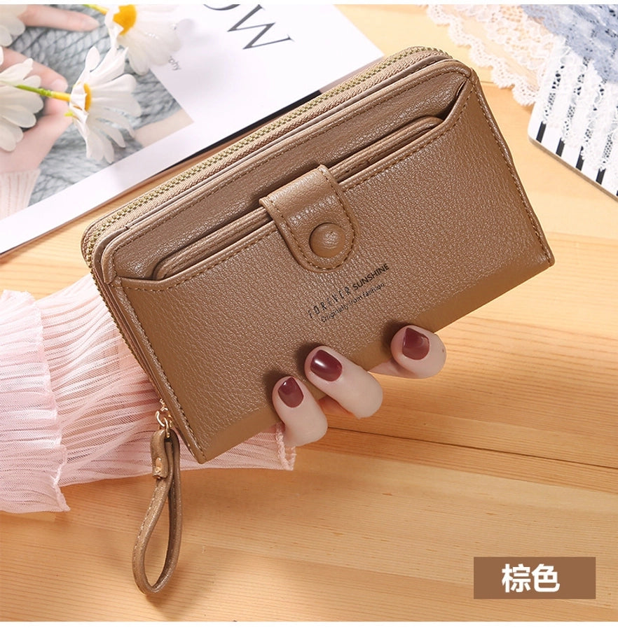 women's letter pu leather zipper wallets