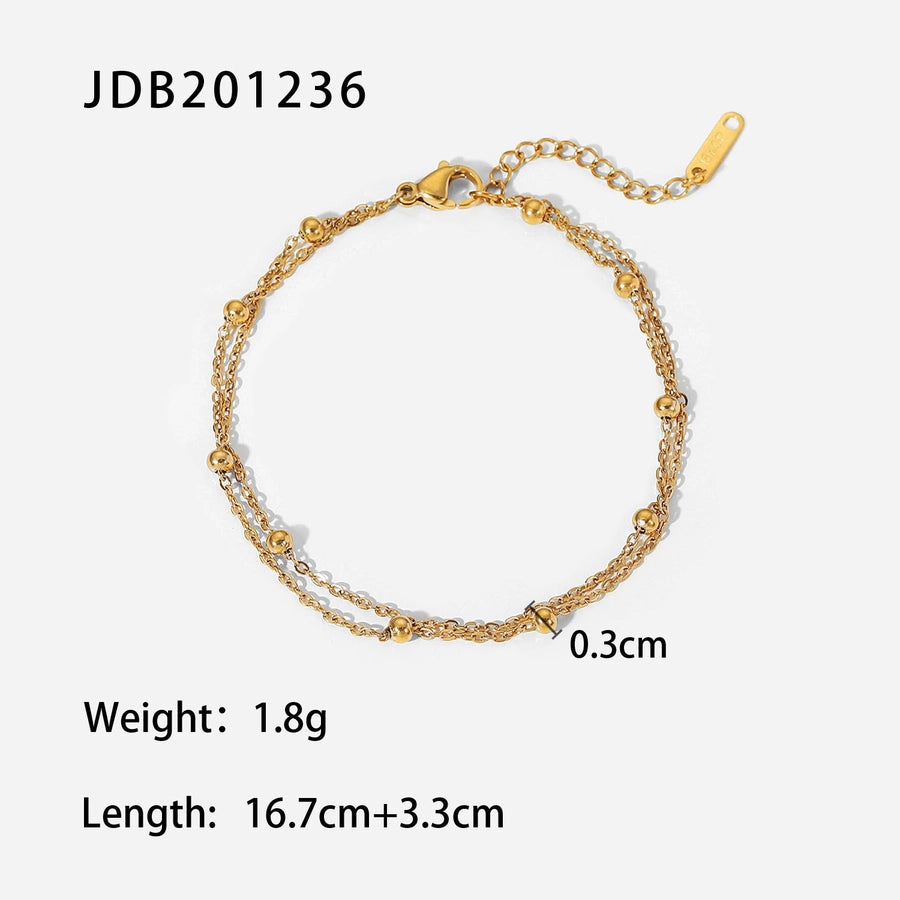 Streetwear Geometric 304 Stainless Steel 18K Gold Plated ball chain Bracelets In Bulk