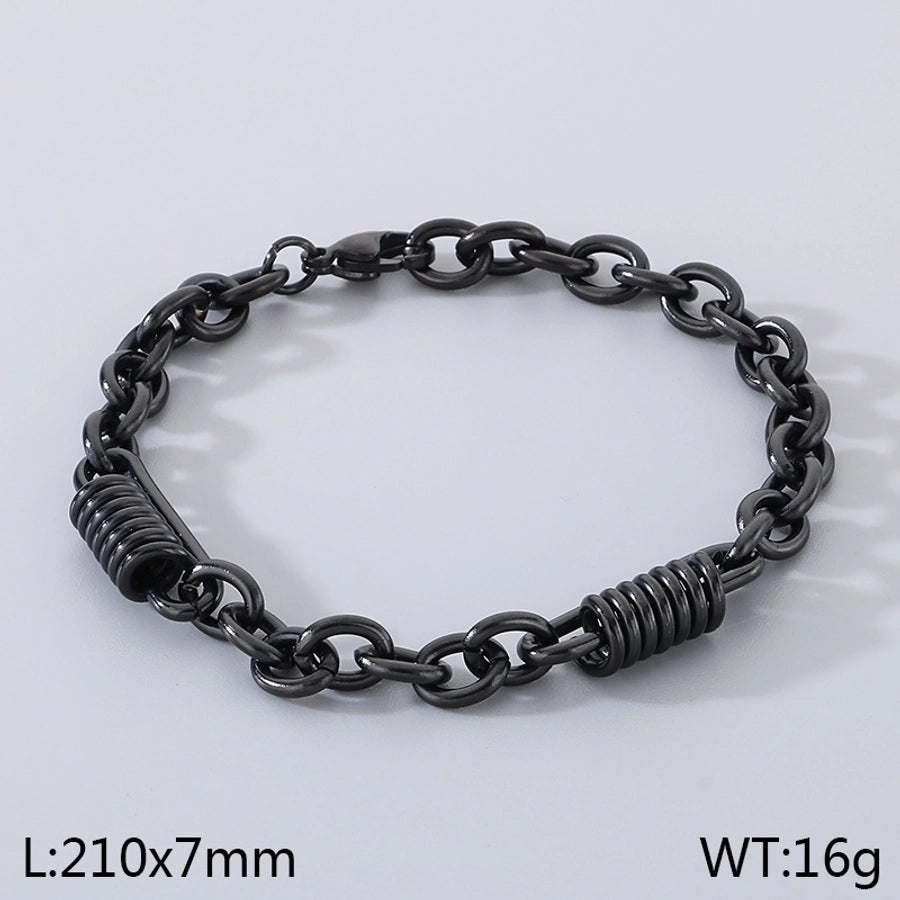 Simple Style Solid Color 304 Stainless Steel 18K Gold Plated cable chain Bracelets In Bulk