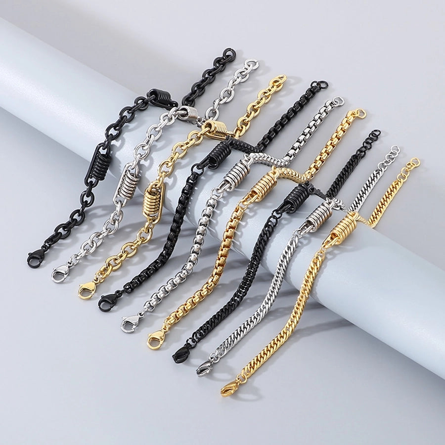Simple Style Solid Color 304 Stainless Steel 18K Gold Plated cable chain Bracelets In Bulk