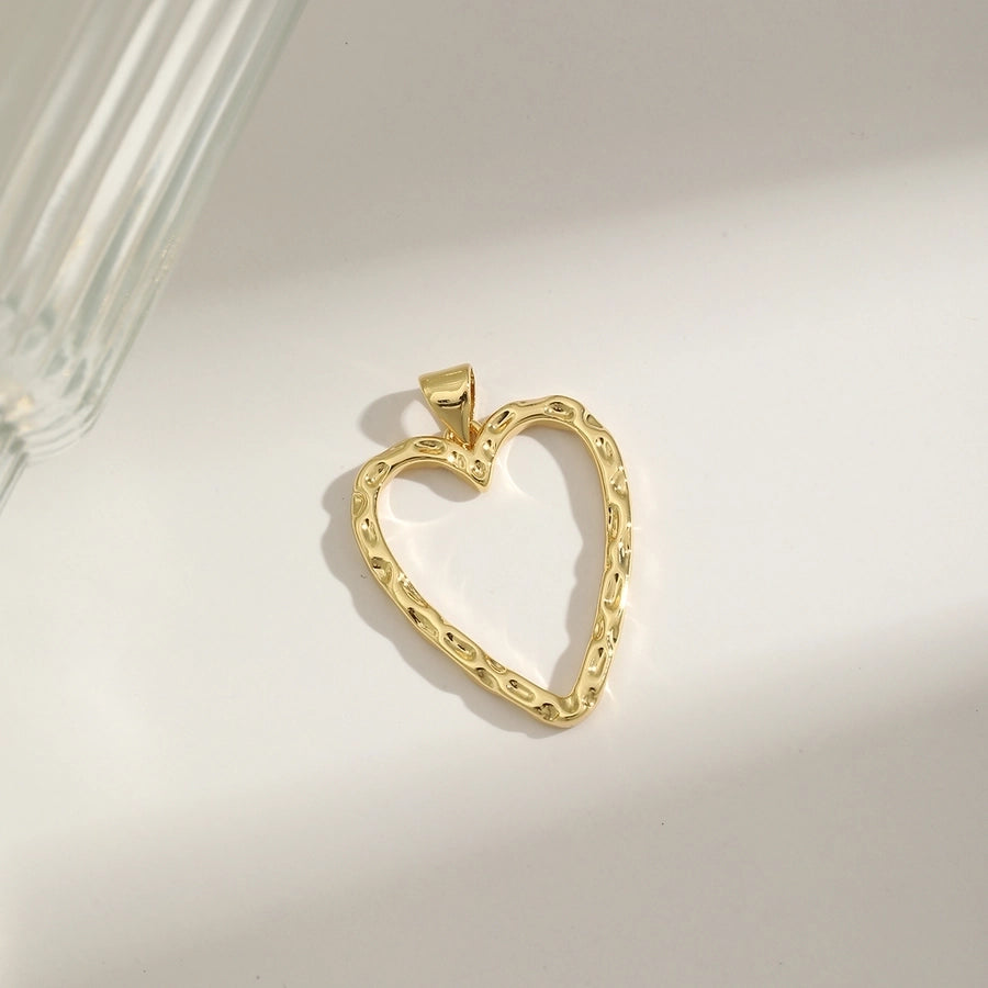 1 Piece 25.3MM Hole 1~1.9mm Copper 18K Gold Plated Heart Shape Polished Pendant Chain Jewelry Accessories