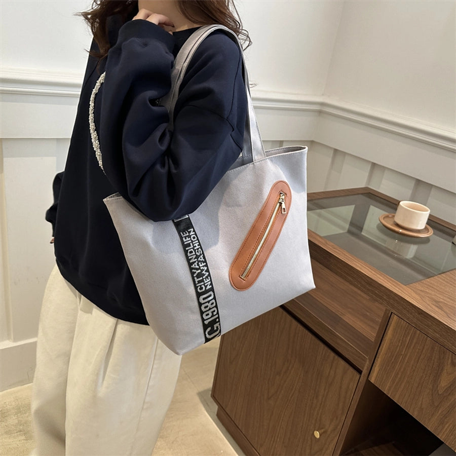 Women's Canvas Letter Streetwear Square Zipper Shoulder Bag