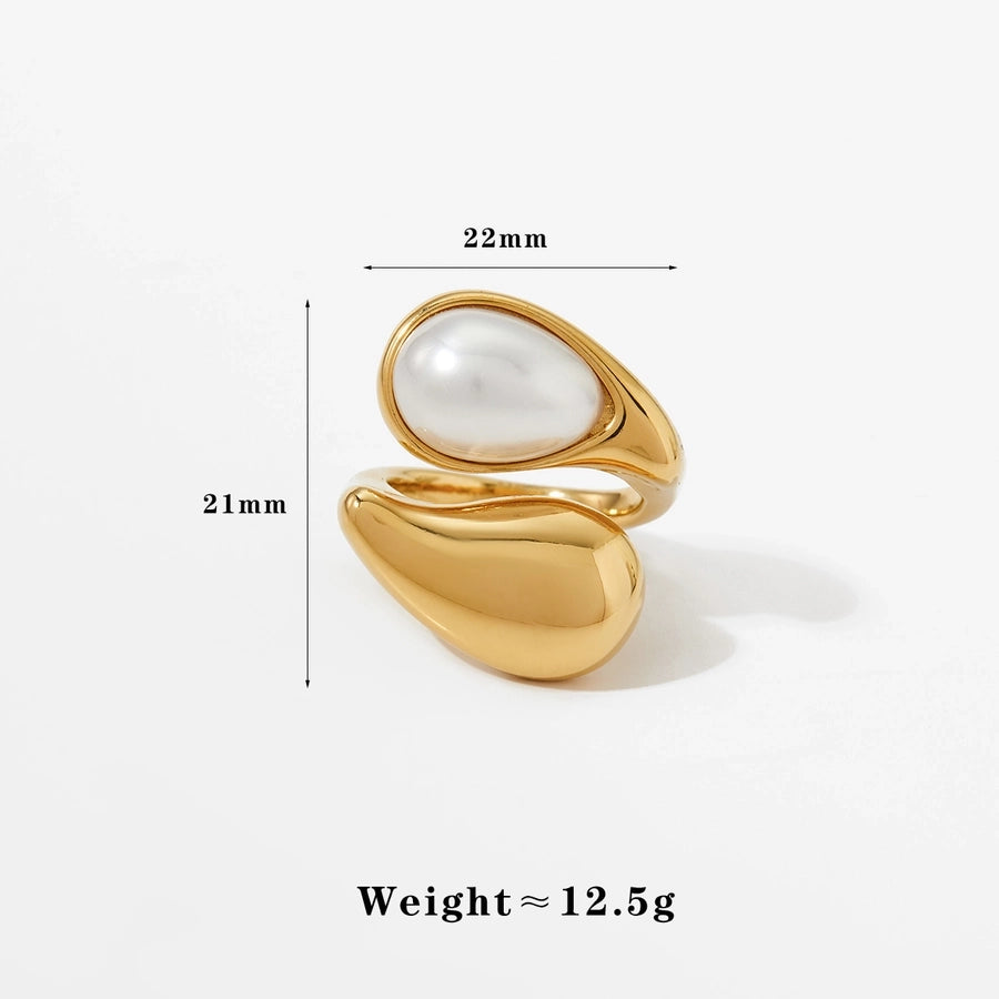 Jewelry Modern Style Artistic Geometric 316 Stainless Steel  Pearl Tiger Eye 16K Gold Plated White Gold Plated Gold Plated Open Rings