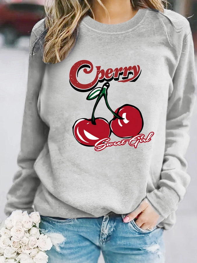 Hoodies & Sweatshirts Long Sleeve Printing Streetwear Cherry