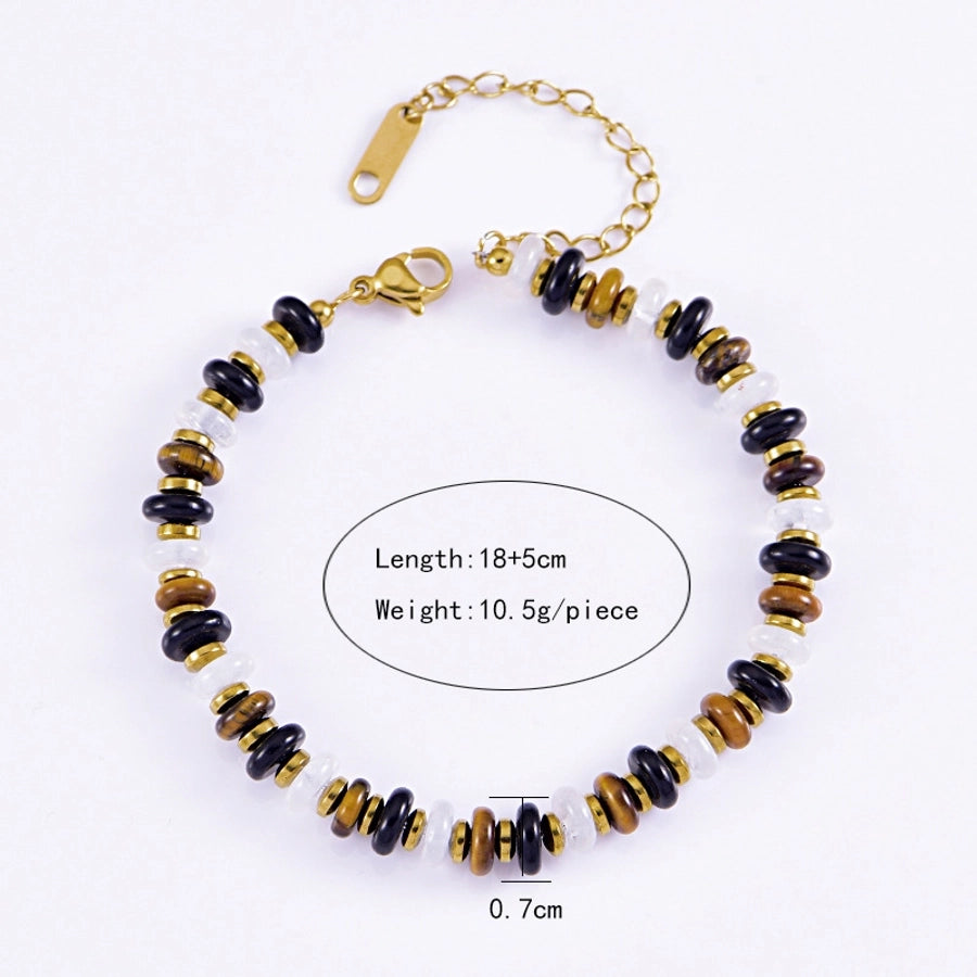 Jewelry Vintage Style Classic Style Geometric natural stone Tiger Eye Titanium Steel Plating Bracelets Necklace Jewelry Set