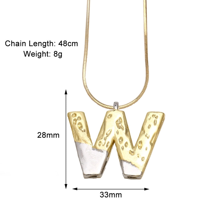 Copper 18K Gold Plated Plating Letter Pendant Necklace