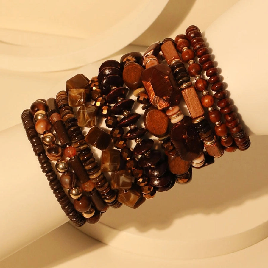 Retro Round Square Rectangle CCB Arylic Wood Beaded Chain Beaded Bracelets